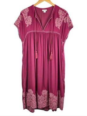 Sundance Bright Pathway Sleeveless Embroidered Dress Sz L Boho Resortwear Beach